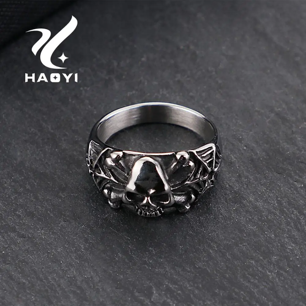 

High quality stainless steel skeleton men hip hop party rock fashion personality metal ring