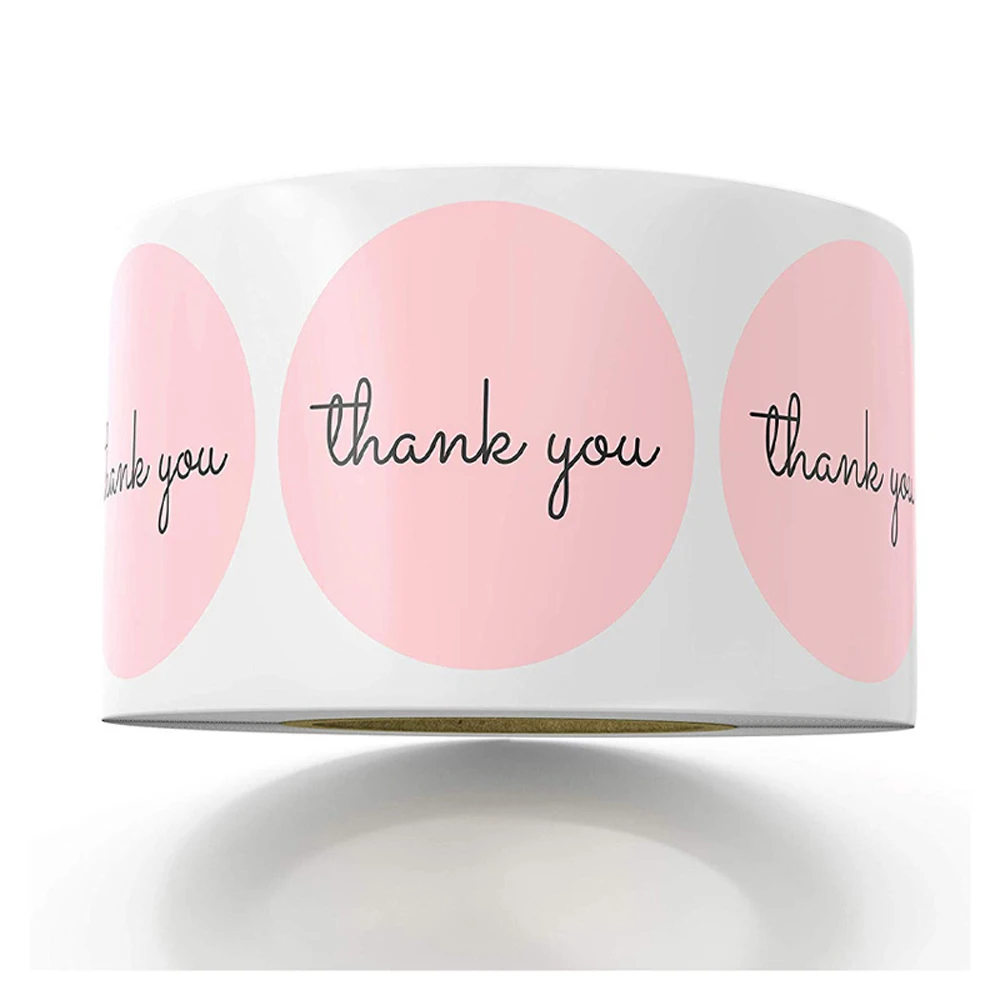 100-500pcs Thank You Sticker Envelope Seal Scrapbook Sticker Pink Heart Cute Round Sticker Stationery Label Stickers