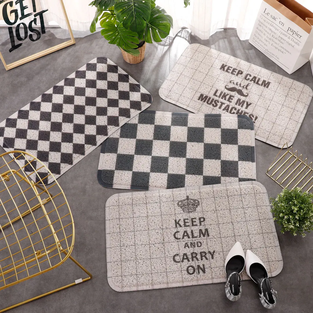 Скандинавский открытый вход, черный и белый, простой прихожая, шелковое кольцо, напольный коврик, ковер, коврик, Противоскользящий коврик, гостиничный коврик