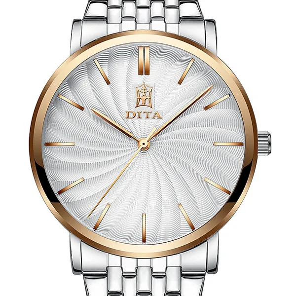 gold white DITA бренд для мужчин Смотреть Простой циферблат тонкий корпус часов водонепроницаемый хронограф Автоматическая Дата модные спортивные бизнес роскошные повседневные мужские часы - Цвет: gold white