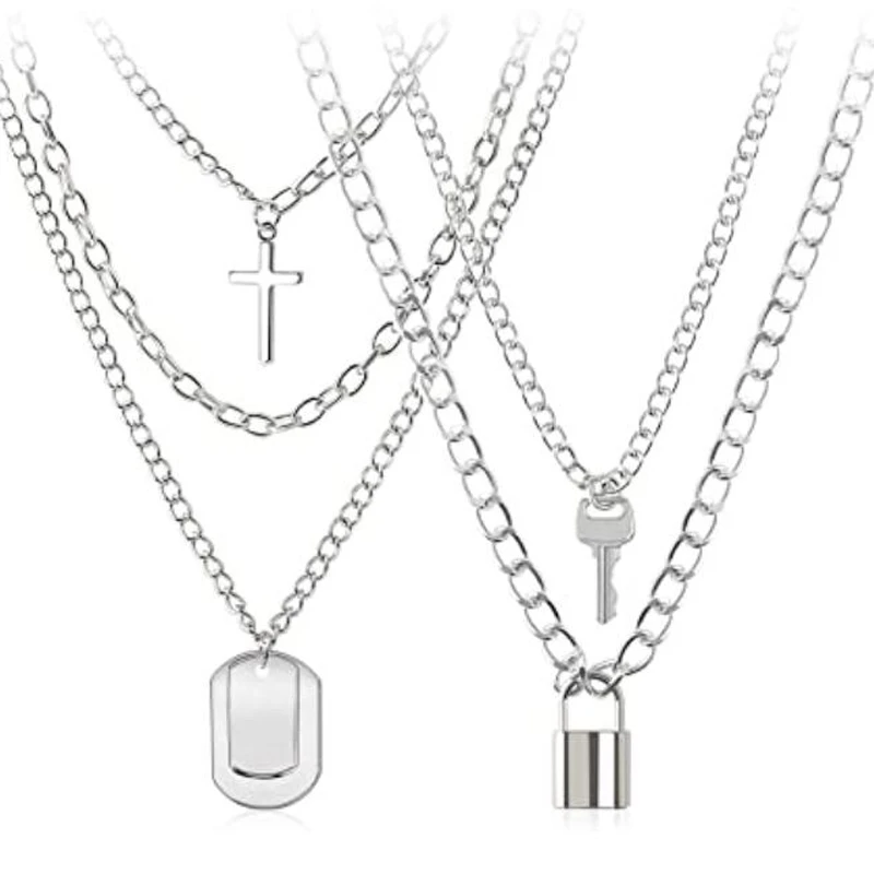 Lock Key Pendants Chains Necklace Set For Eboy Egirl Men Male Emo Goth Women Teen Girls Boys Jewelry Pack For Pants Punk Play Pendant Necklaces Aliexpress