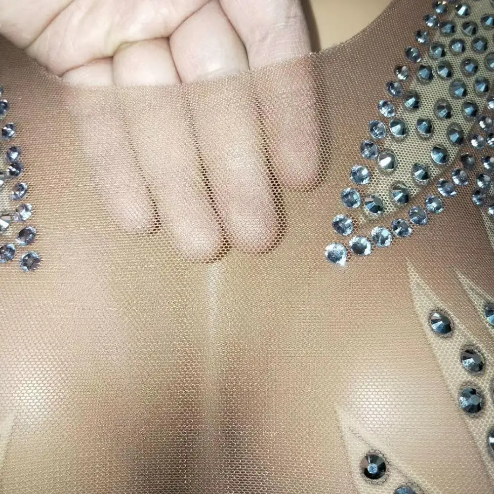 Сексуальные полные стразы на сетчатой основе длинное платье празднование перьев Прозрачное платье, Одежда для танцев женское платье для дня рождения