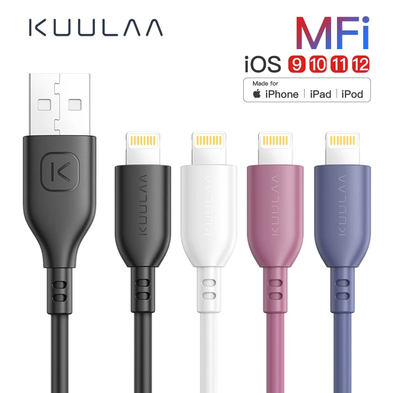 KUULAA MFi USB защитный кабель для iPhone X XS Max XR быстрое устройство для зарядки кабеля для iPhone кабель 8 7 6Plus USB зарядный шнур