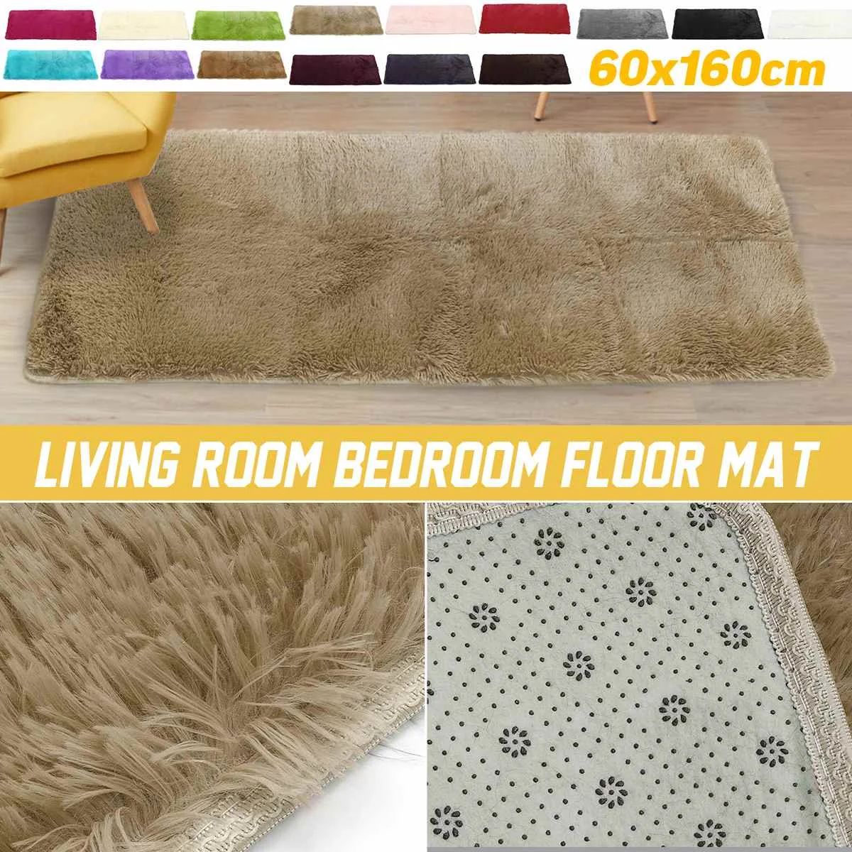 60x160cm Thickened Square Floor Mat Cover Anti-skid Shaggy Area Yoga Rug Home Living Room Bedroom Table Carpet Blanket Mat Long