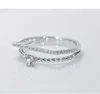 925 anillos de plata para las mujeres, diseño Simple, doble apilable joyas a la moda para novia de boda anillo de compromiso de ► Foto 3/5