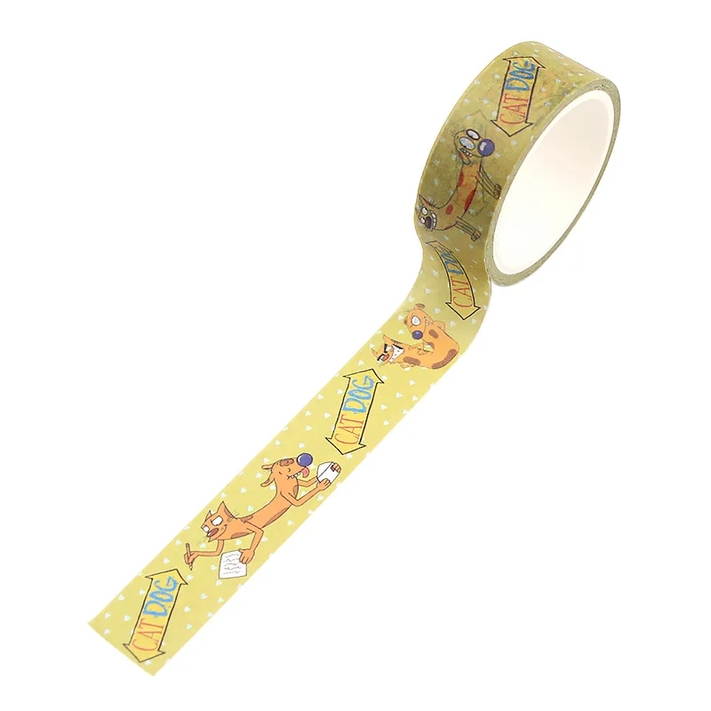 CA329 кошка и собака 1,5 см x 5 м Kawaii набор декоративного скотча васи японская бумага маскирующая Лента наклейки с лентами декор канцелярские ленты Скрапбукинг