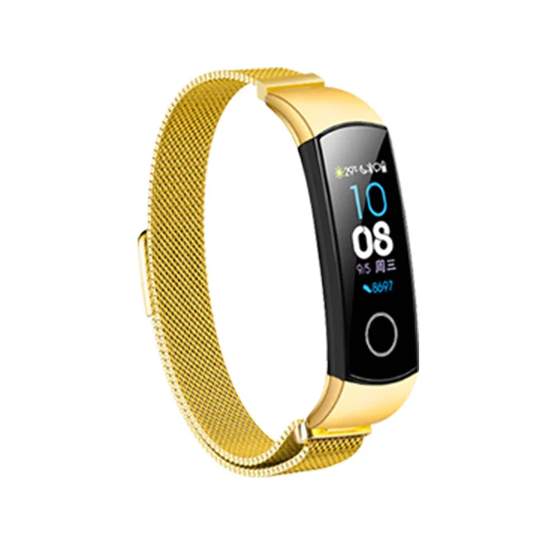 Для Honor Band, 4 ремешка, магнитный Миланский ремешок из нержавеющей стали для часов, ремешок для huawei Honor Band 4, 5, ремешок, умный Браслет - Цвет ремешка: Gold
