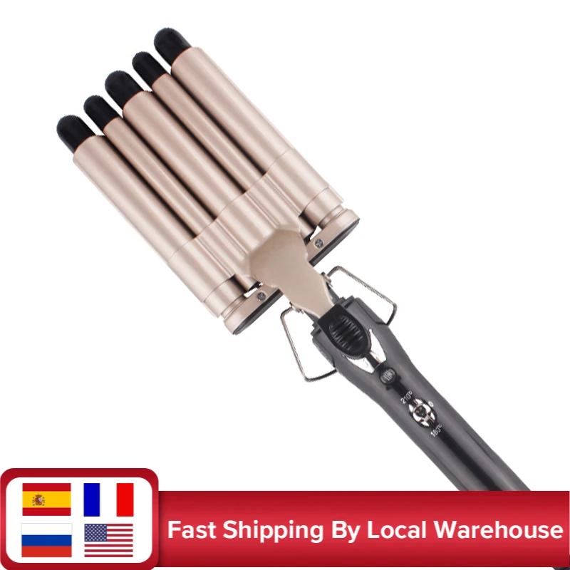 five 5 Barrels Hair Waver Tools for All Types of Crimper Curling Iron Ceramic Crimpers Wavers Curler Wand Fast Heating | Красота и