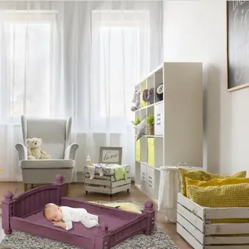 

Newborn Baby Photography Bed Photo Studio Photography Props Shooting Photo Posing Accessories Assembly Wooden Crib For Infant