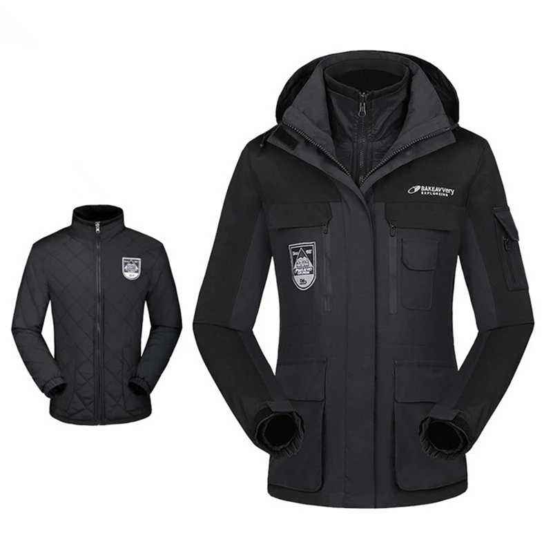 3-in-1 Set Winter Hiking jacket Ski Suit Men And Women Thermal Waterproof Windproof Fishing Sports Jackets Outdoor Sports Suit