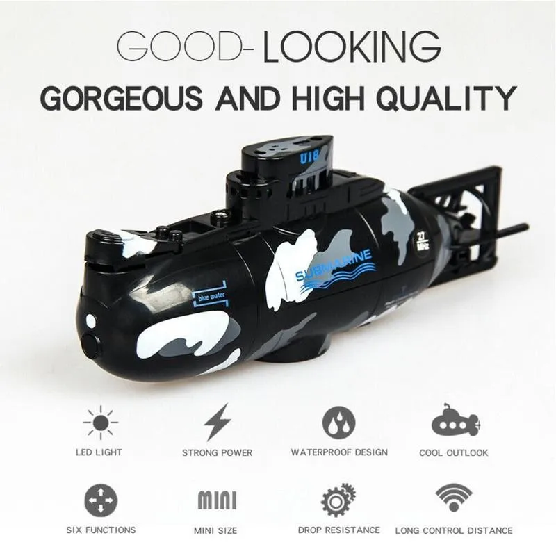 6 Channel Submarine Boat Toy Remote Control Boat Waterproof RC Diving Toy Simulation Model Gift Toy for Kids