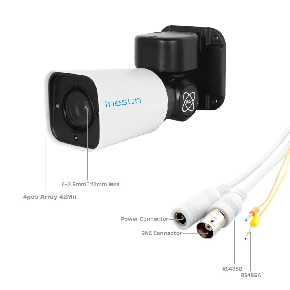 Inesun наружного видеонаблюдения Камера 5MP 4-в-1 видеорегистратор AHD TVI CVI/CVBS 4X Оптический зум PTZ Камера Водонепроницаемый Поддержка UTC 120ft ИК Ночное видение