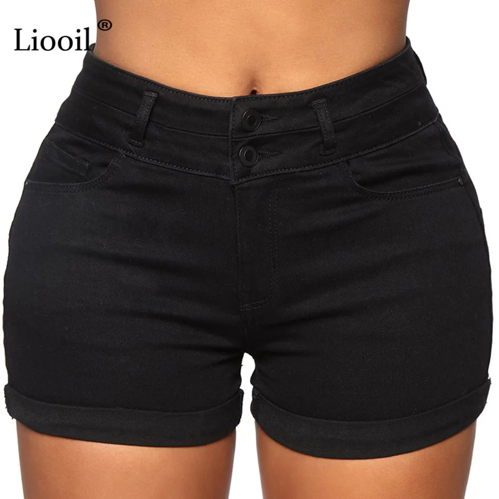 Frauen Baumwolle Stretchy Hohe Taille Jean shorts