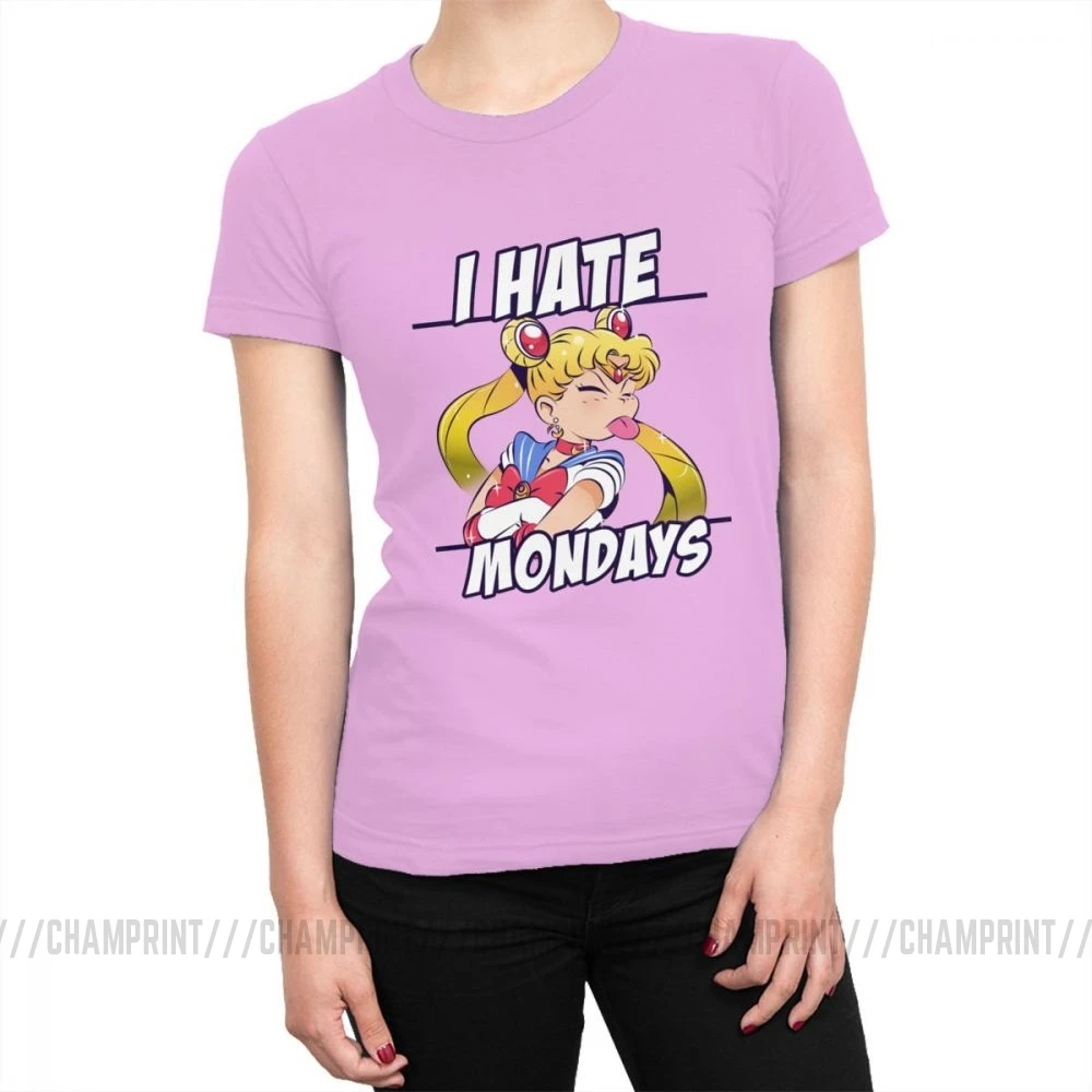 I Hate Mondays Sailor Футболка с Луной Harajuku забавная футболка Топы Ulzzang женские футболки хлопковая винтажная одежда для женщин - Цвет: Розовый