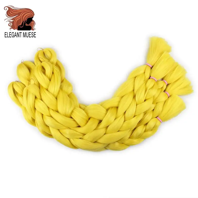 Yellow Элегантные Музы, 165 г, плетенные волосы, длинные вязанные крючком волосы, объемные 82 дюйма, синтетические плетёные волосы для наращивания для черных женщин - Цвет: Yellow