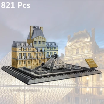 

NEW 821 PCS WANGE Architecture Series France Louvre Building Blocks Sets Bricks Classic City Skyline Scenery Model Kids Toys