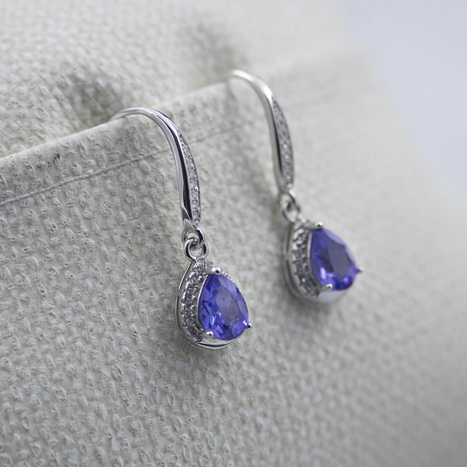 2019 nano tanzanite dangle earrings genuine 925 sterling silver pear gemstone fine jewelry tear drop earring for women girls