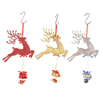 

3PCS Christmas Hanging Decorations Elk Bell String Hanging Pendant Christmas Scene Layout Hanging Ornaments for Party Home Wall