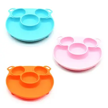 

Silicone Divided Toddler Baby Plates with Suction Base Table Feeding Food Tray