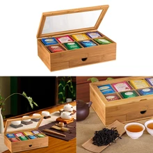Бамбуковая система, чайный мешок, органайзер для ювелирных изделий, коробка для хранения, 8 отсеков, чайный ящик, органайзер, деревянный пакет сахара, контейнер
