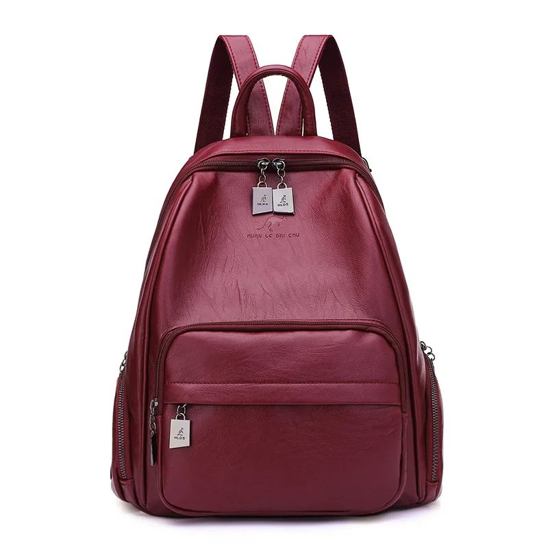 

Genuine Product hunldasu Backpack Women's Korean-style New Style Versatile Fashion Genuine Leather Cowhide Soft Leather Simple B
