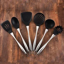 Набор силиконовой посуды из нержавеющей стали с полой ручкой в китайском стиле кухонная лопатка силиконовая ложка для макарон антипригарный горшок