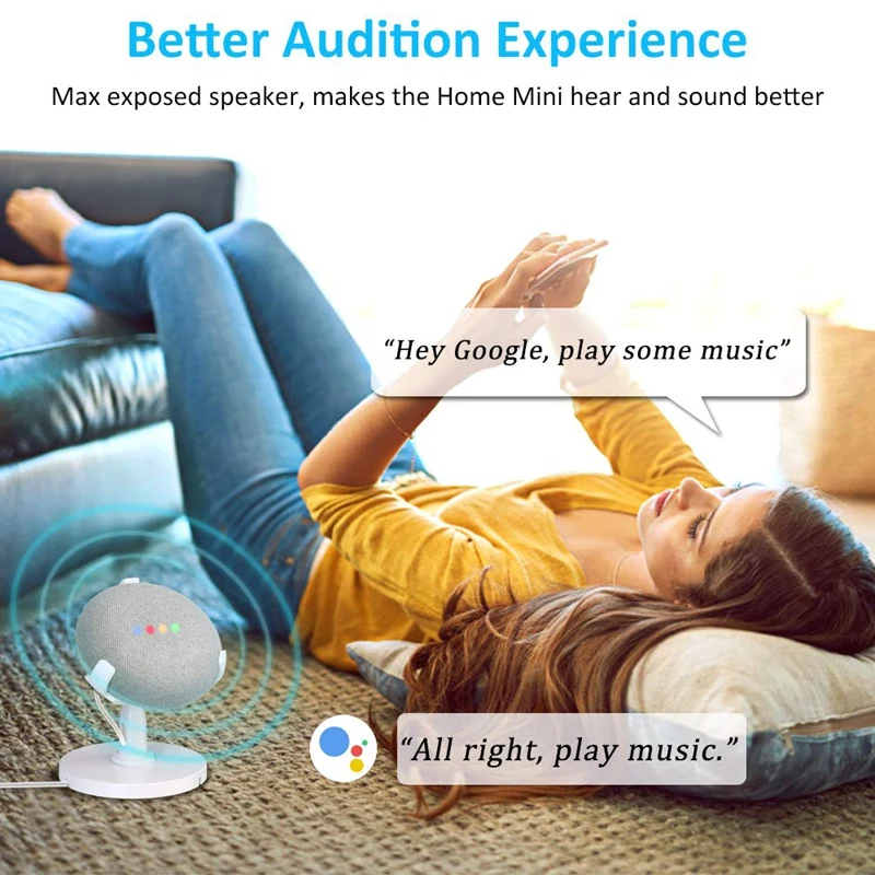  Table Holder for Google Home Mini Voice Assistants 360 degree Rotated Desktop Stand Mount - Improve