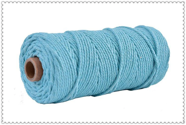 light blue 3 мм, хлопок, цветной шнур, бежевая витая веревка для рукоделия макраме, домашний текстиль, свадебная декоративная поставка, 110 ярдов - Цвет: light blue