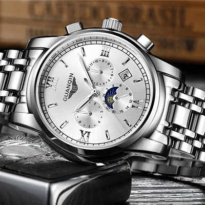 B GUANQIN бренд automatic Tourbillon часы роскошная мужская одежда для бизнеса механические наручные часы из нержавеющей стали золотые эксклюзивные мужские часы - Цвет: B