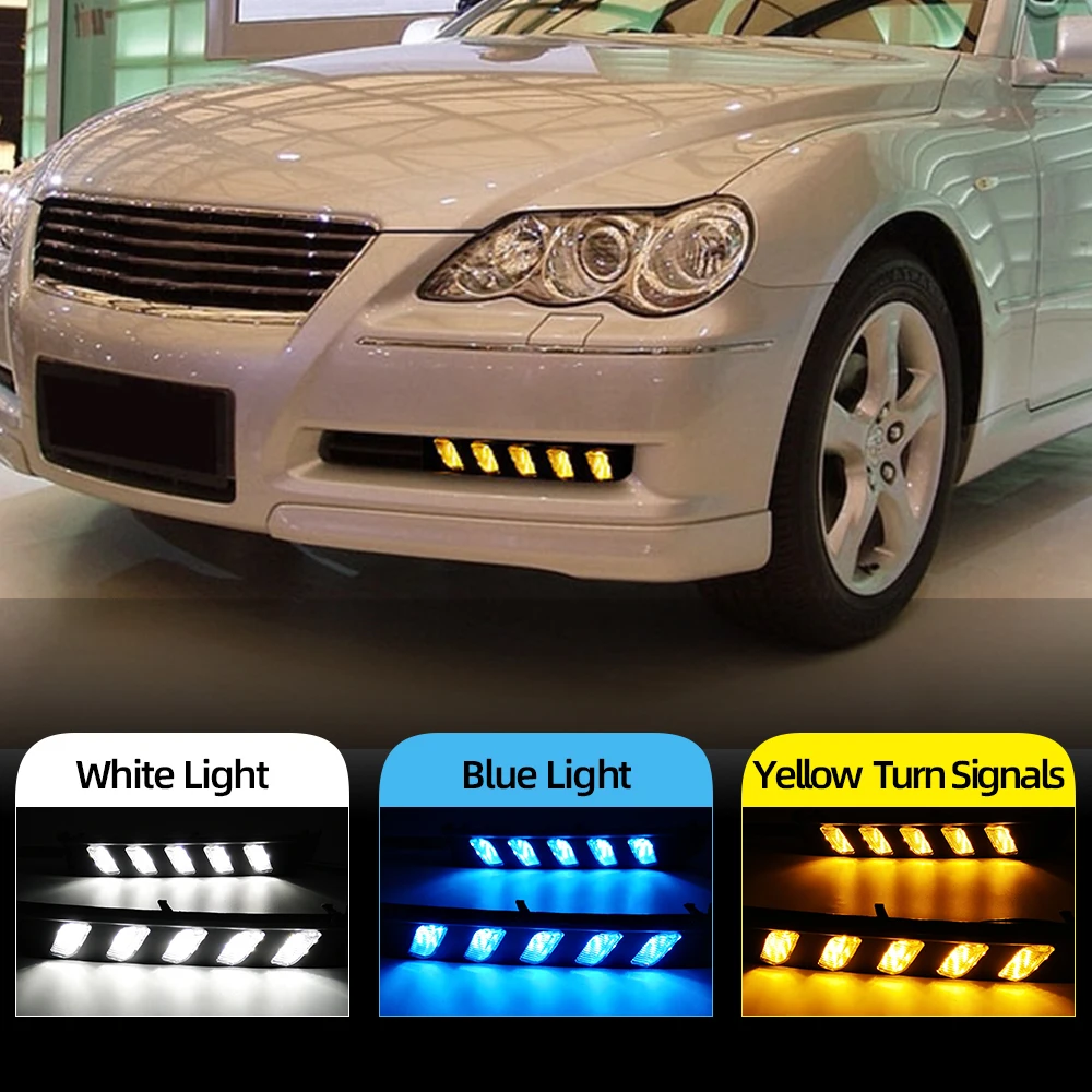 2x LED DRL Daytime running lights turn signals For Toyota REIZ Mark X 2005-2009