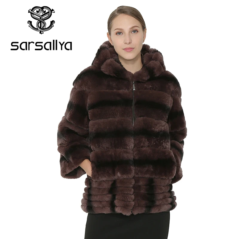 

SARSALLYA Natural Rex Rabbit Fur Coat Fashion Jacket Woman Real Rabbit Fur Coats Vest Jacket Winter Womens Clothing Overcoat