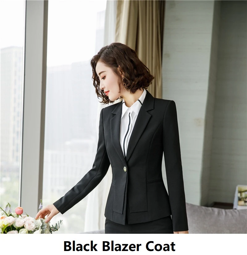 Black Модные желтые Деловые женские официальные блейзеры и куртки пальто длинный рукав OL стили Дамская офисная осенне-зимняя верхняя одежда Blaser - Цвет: Black