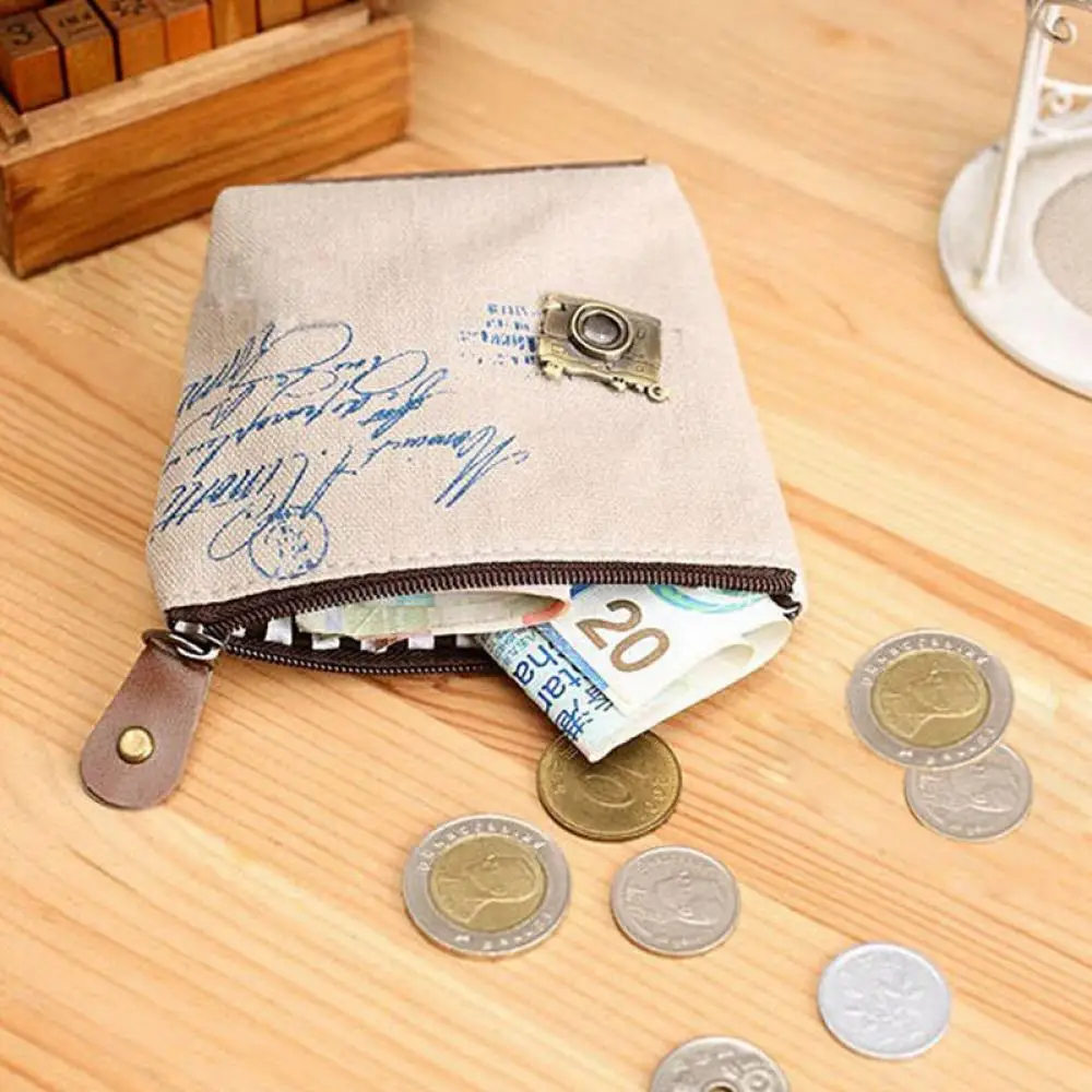 

8 Pattern Case Canvas Lovely Lady Girl Vintage Coin Bag Purse Wallet Card Case Zipper Words Handbag