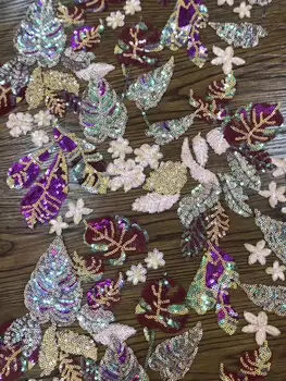 

latest French net lace fabric African mul ti color sequins lace embroidery tulle lace fabric for party dress