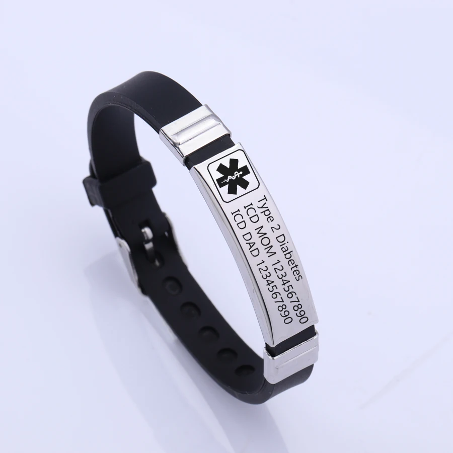 FLYANGEL Custom Bracelet Medical Alert ID Emergency Jewelry Silica gel Accessories For Patient Gifts |