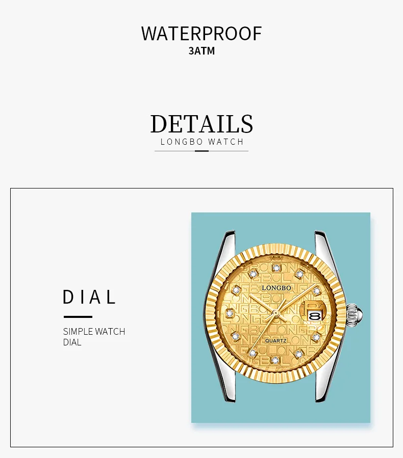 LONGBO Бизнес повседневные Модные парные часы для мужчин и женщин календарь из нержавеющей стали с бриллиантами часы