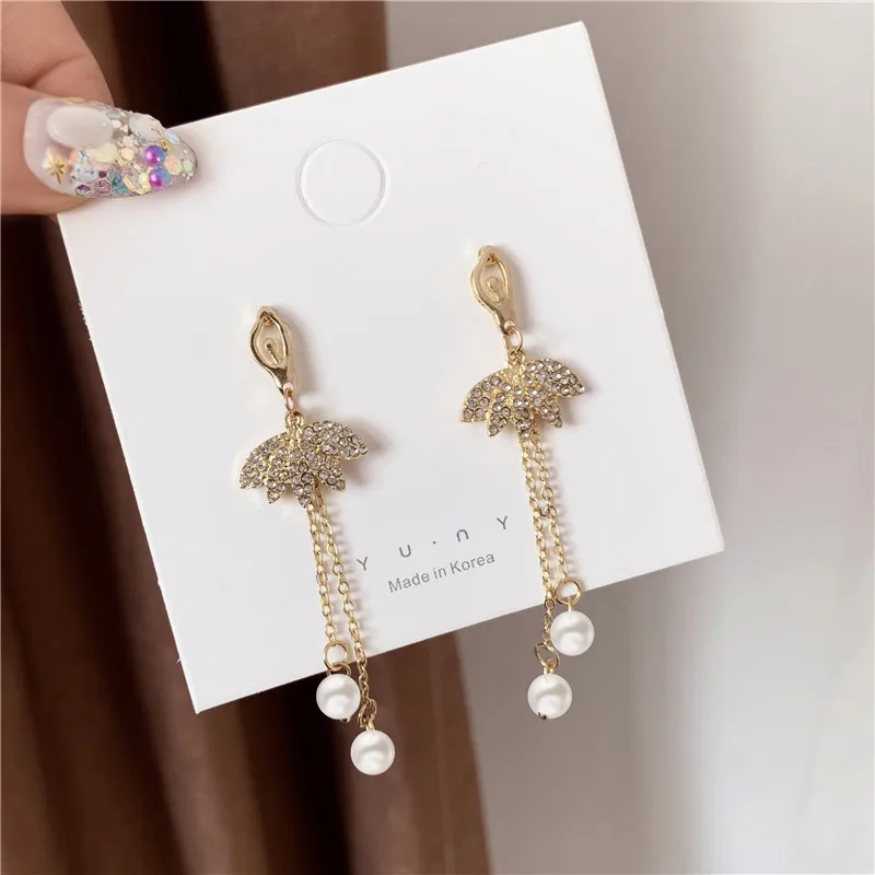 

S925 Silver Needle Spirit of the Motion Immortal Elegant MORI Series Long Tassel Earring Women's South Korea Pearl Earrings