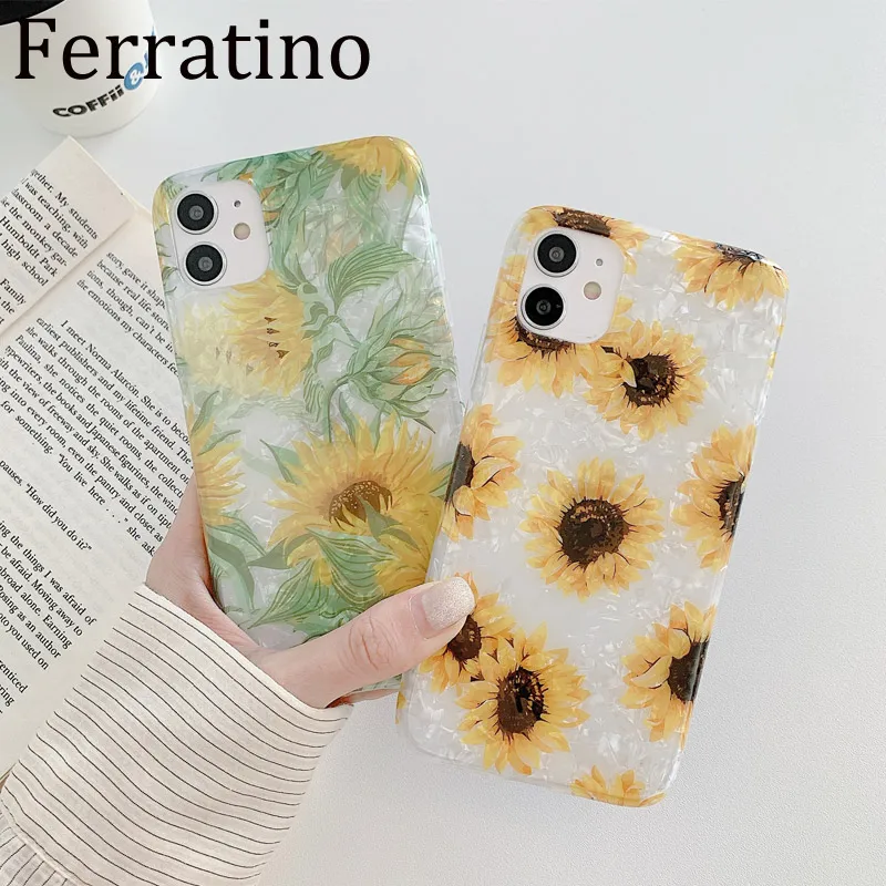 

Sunflower Luxury Shell Silicone Phone Case For iPhone 11 Pro Max XR XS Max X 7 8 Plus SE 2020 Soft Fashion Full Cover Coque New