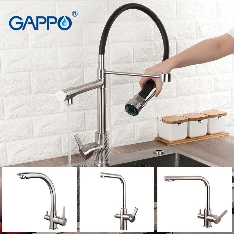  GAPPO silver Kitchen sink Faucet tap Purification Function Cold and Hot Water Mixer Stainless Steel - 32810892578