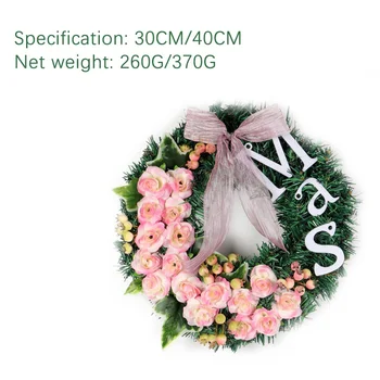 

PVC Wreath Home Hotel Mall Window Decoration Pendant Christmas Wreath Mas Letter Rose Silk Round