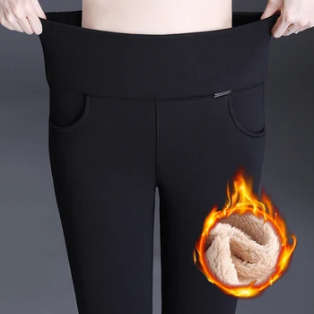 

2020 Spring Winter Women Trousers Thick Elastic Waist Women Pencil Pants Plus Size 6XL Velvet Inside Ladies Capris Brand Legging