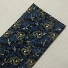 Хлопковая ткань с золотым тиснением темно-синего цвета с принтом «Счастливый дракон», 50x140 см, ткань в виде животного, Лоскутная ткань для одежды, вечерние платья, домашний декор