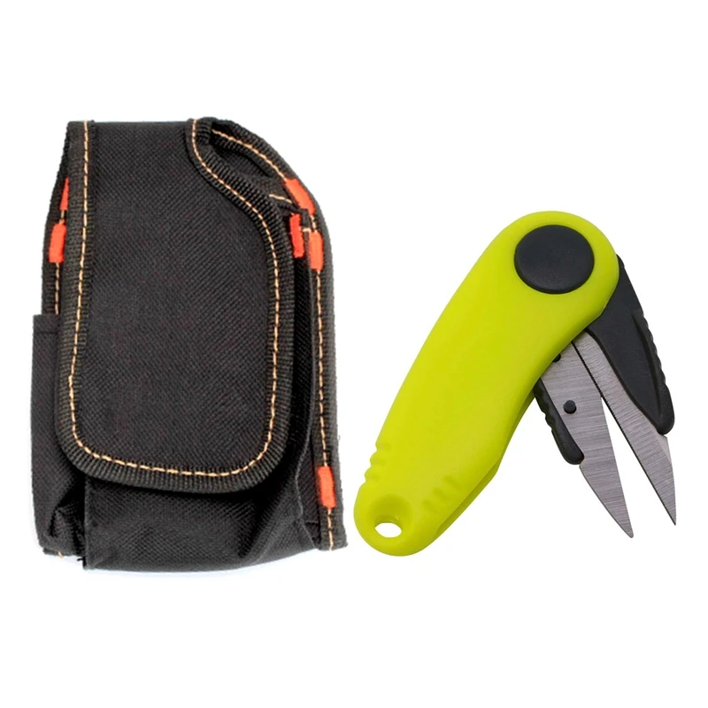 

ABZB-1 Pcs Stainless Steel Scissors Line Cutter Remove Hook with Fishing Tackle Tool & 1 Pcs Mini Vape Pocket Waist Bag Electron