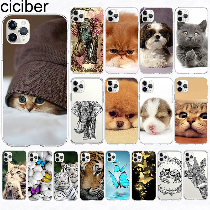 Чехол ciciber для телефона с животными кошкой собакой iPhone 11 Pro X XS MAX мягкий чехол из