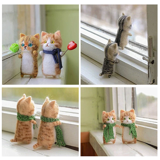 Cute And Interesting Handmade Toys DIY Wool Felt Cat Kits Unfinished Plush Doll Poking Music Toy Gift Non-finished Product 6