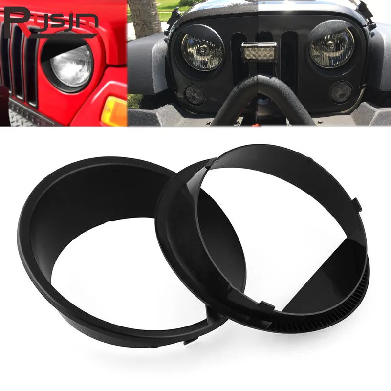 Подходит для Jeep Wrangler JK Запчасти Черный ABS передний светильник головной светильник Angry Bird стиль накладка автомобильные аксессуары 2 шт