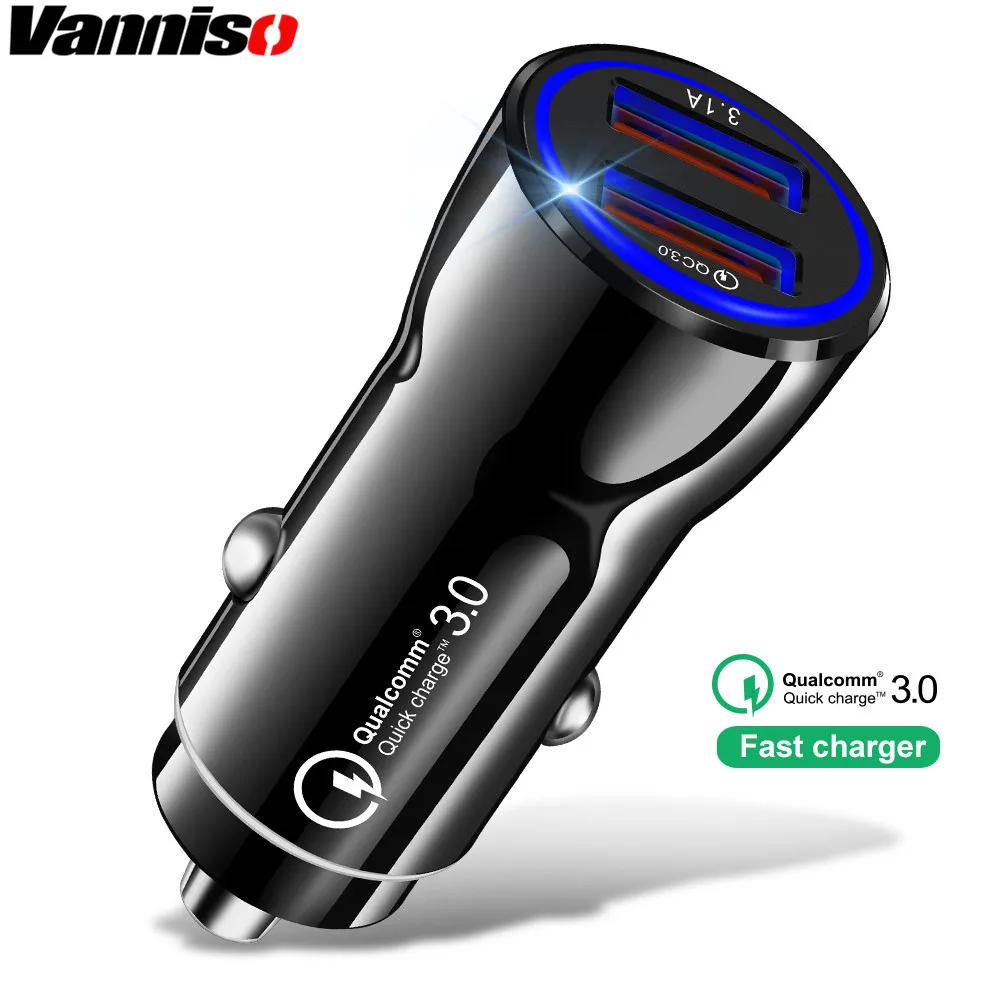 

Vanniso QC 3.0 Car USB Charger For phone GPS Tablets 3.1A Fast Charging Car-Charger Dual USB Mobile Phone Adapter in Car Adapter