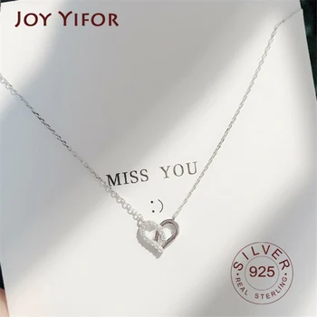 

925 sterling Silver Plated Hollow Cubic Zirconia Heart Short Clavicle Necklaces for Girl Women Necklace