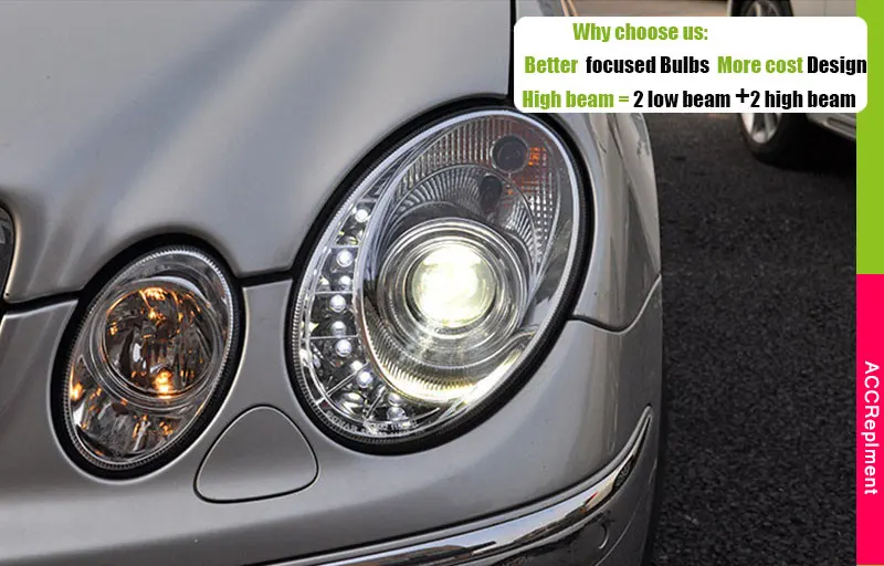 Автомобильный стильный светодиодный головной фонарь для Benz W211 фары 2003-2009 светодиодный фонарь светодиодный drl H7 hid Биксеноновые линзы ближнего света