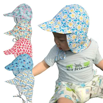

Kids Breathable Mesh Quick-drying Cap Anti-UV Breathable Sun Protection Cap Neck Flap CartoonBaby o